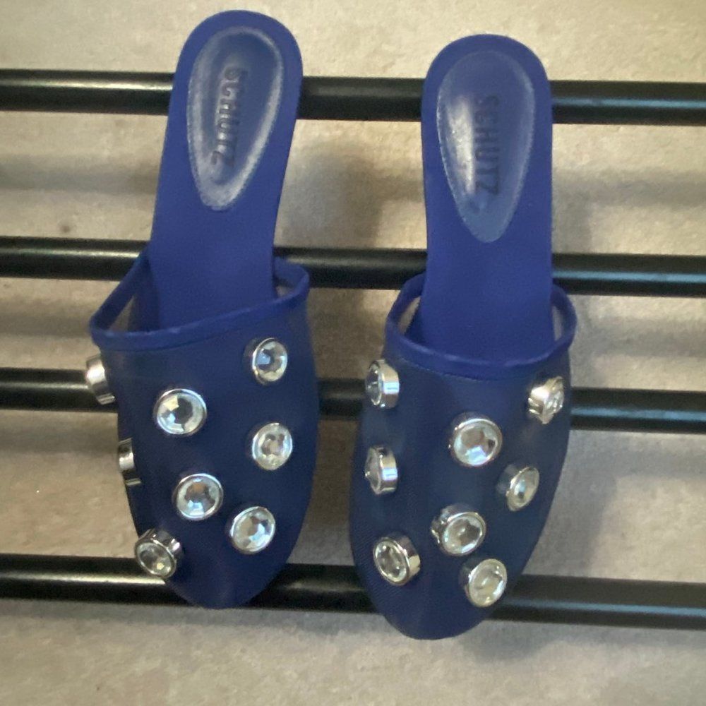 SCHUTZ Women Girah Crystal Embellished Mules - NEW NWOB - Picture 2 of 8